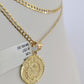 10k Solid Gold Cuban Curb Chain Mayan Calendar Pendant 2mm 18"-24" SET Necklace