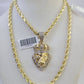 10k Solid Rope Chain Lion Charm Diamond Set 4mm 20"-28" Necklace Gold Yellow