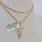 10k 2.5mm Rope Chain Jesus Pendant 18"-30" Yellow Gold Set Charm Necklace