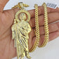 10K Franco Chain Saint Jude Pendant Charm Necklace 20"-26" 5mm Gold SET Yellow