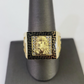 Real 10k Ring Jesus Head Fancy Black Design Yellow Gold Men Casual 10kt
