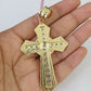 Real 14k Solid Chain Cross Charm Set Miami Cuban Link 6mm Necklace Pendant Gold