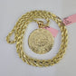 Real 14k Rope Chain Mayan Calendar Charm Yellow Gold Set 5mm 20"-30" Necklace