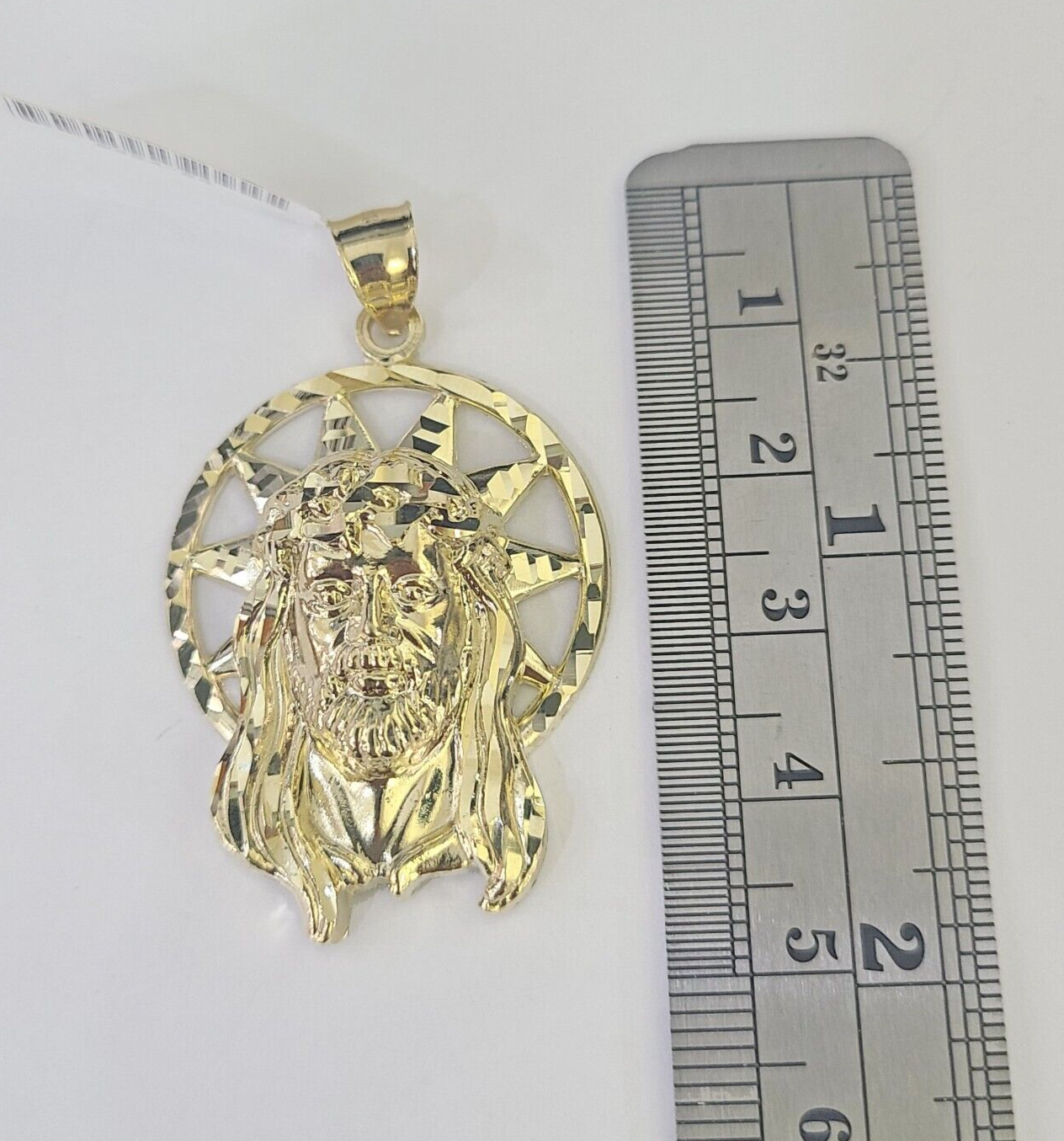 Real 10K Jesus Head Pendant Charm Yellow Gold Genuine 1.5"-2"