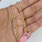 Real 14k Figaro link Bracelet Yellow Gold 4mm 9" Inch Men women Genuine