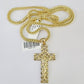 10K Franco Chain Jesus Cross Pendant Charm Necklace 20"-26" 3mm Gold Yellow SET