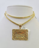 10K Franco Chain Last Supper Pendant Charm Necklace 20"-26" 3mm Yellow Gold SET