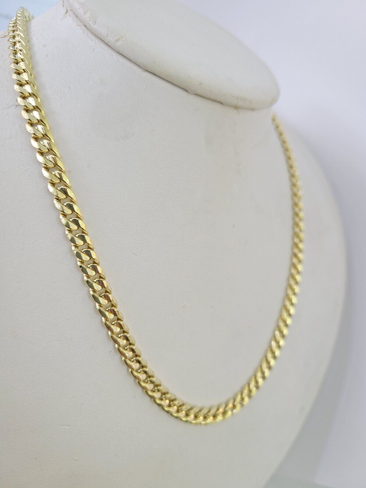 Real 14K Yellow Gold Chain Miami Cuban Link Necklace 20 inch Choker , 6mm Hollow