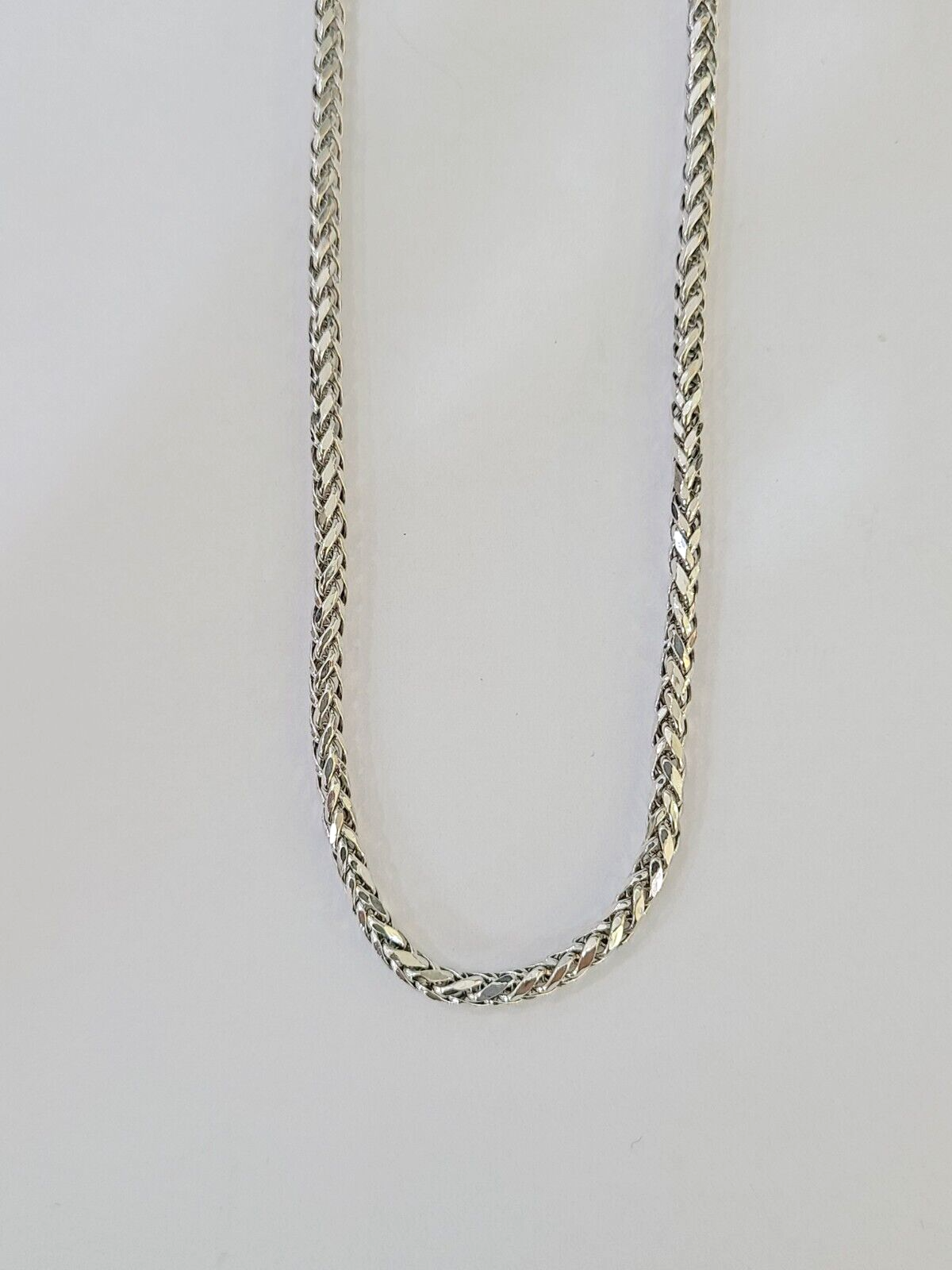 Real 10k Palm Chain White Gold 4mm 22" Necklace Men Women Real Genuine