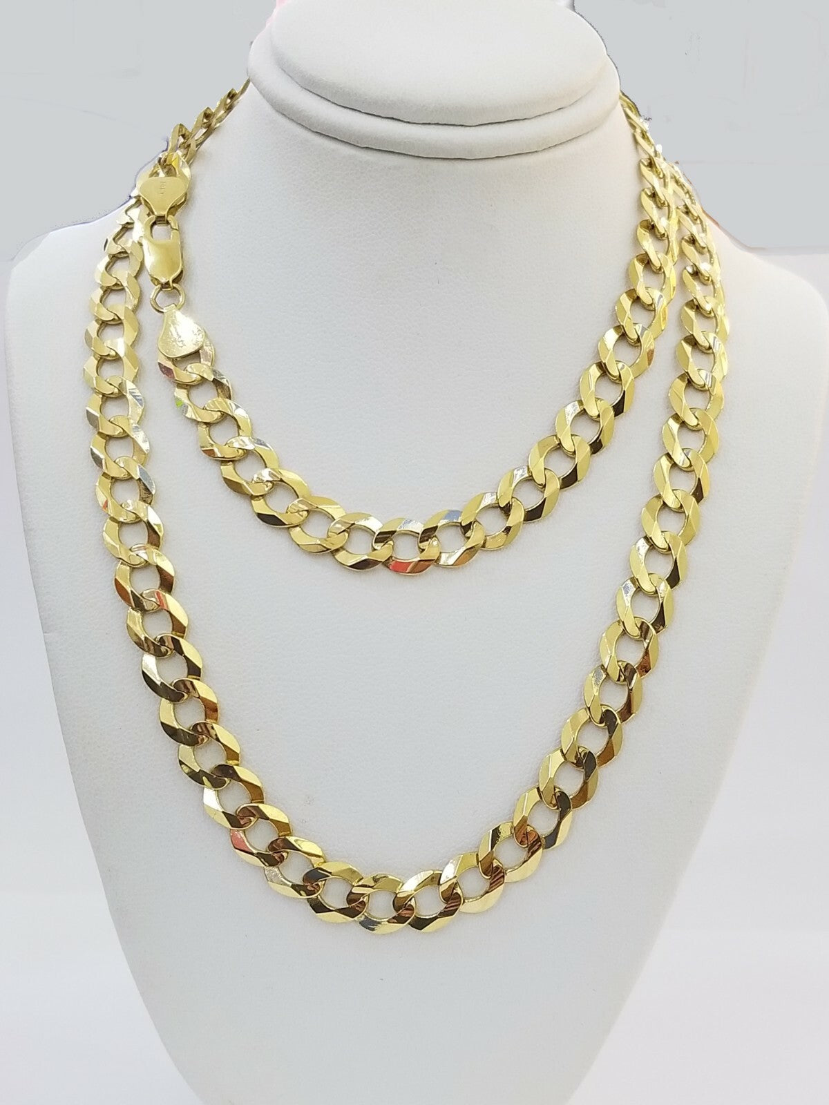 Solid 7mm 14k Gold Cuban curb Link chain Necklace 20 22 24 26 28 30 Inch Real