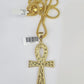 10K Franco Chain Ankh Cross Pendant Charm Necklace 20"-26" 3mm Gold