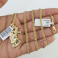 10K Gold Miami Cuban Chain Praying Hands Charm 18"-30" 3mm REAL Pendant