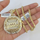 10k Solid Rope Chain Last Supper Charm Set 4mm 20"-28" Necklace Gold Yellow