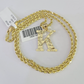 10k Gold Initial K Charm Rope Chain 16"-26" 2.5mm SET Necklace Alphabet Pendant