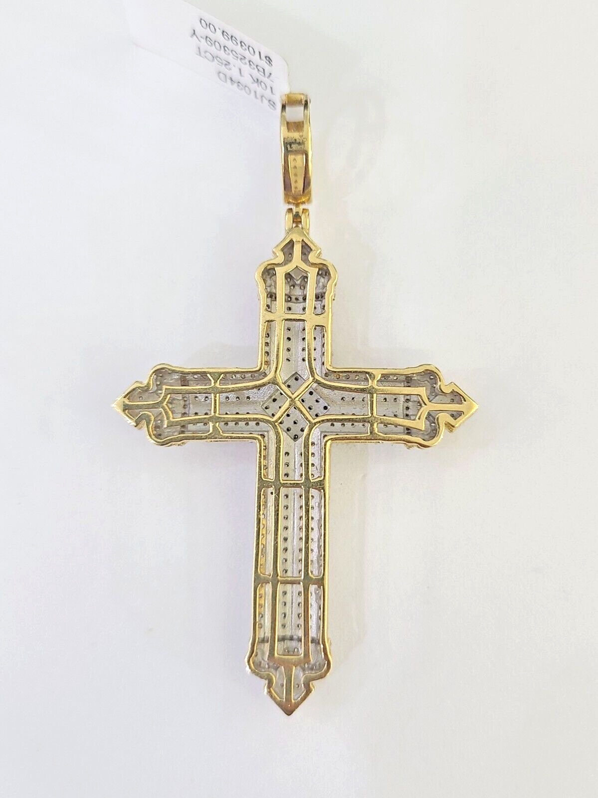 10k Diamond Jesus Cross Charm Yellow Gold Pendant Genuine Real 10kt