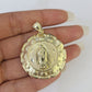 10k Cuban Chain Jesus Virgin Mary Charm Two-Sided Set 4mm 18"-28" Necklace Gold