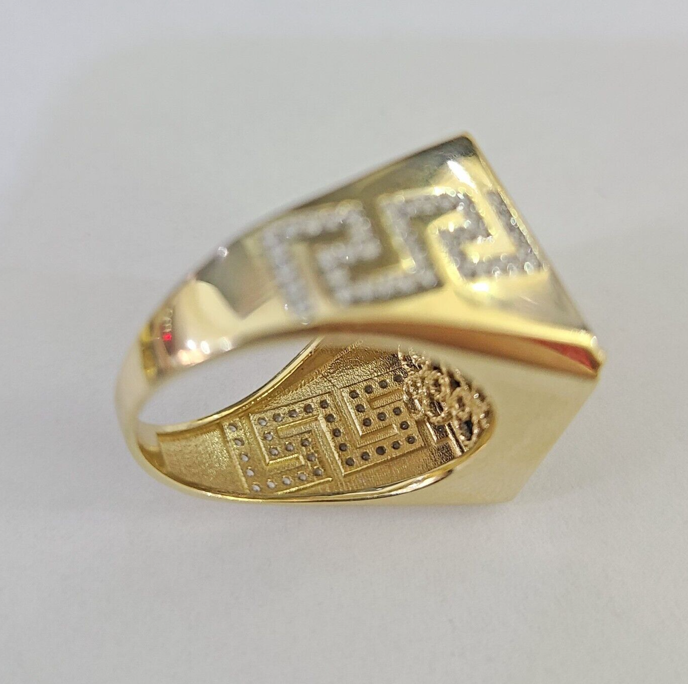 Real 10k Ring Crown Fancy Black Design Yellow Gold Men Casual 10kt