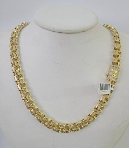 Real 10k Gold Chino ID Chain 9mm 24Inch Yellow Necklace Real Gold