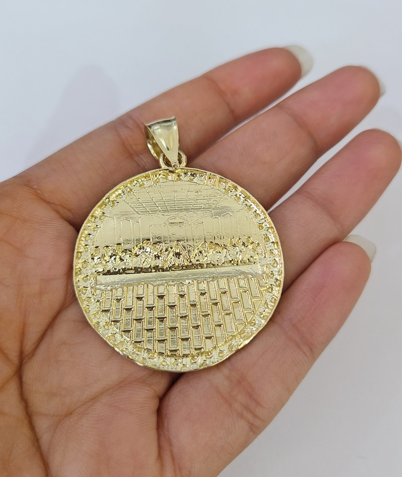 Real 10k Gold Byzantine Necklace Last Supper Nugget 20"-30" 3mm Pendant SET