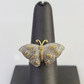 Real 10k Butterfly Diamond Ladies Ring Women Casual 10Kt Yellow Gold