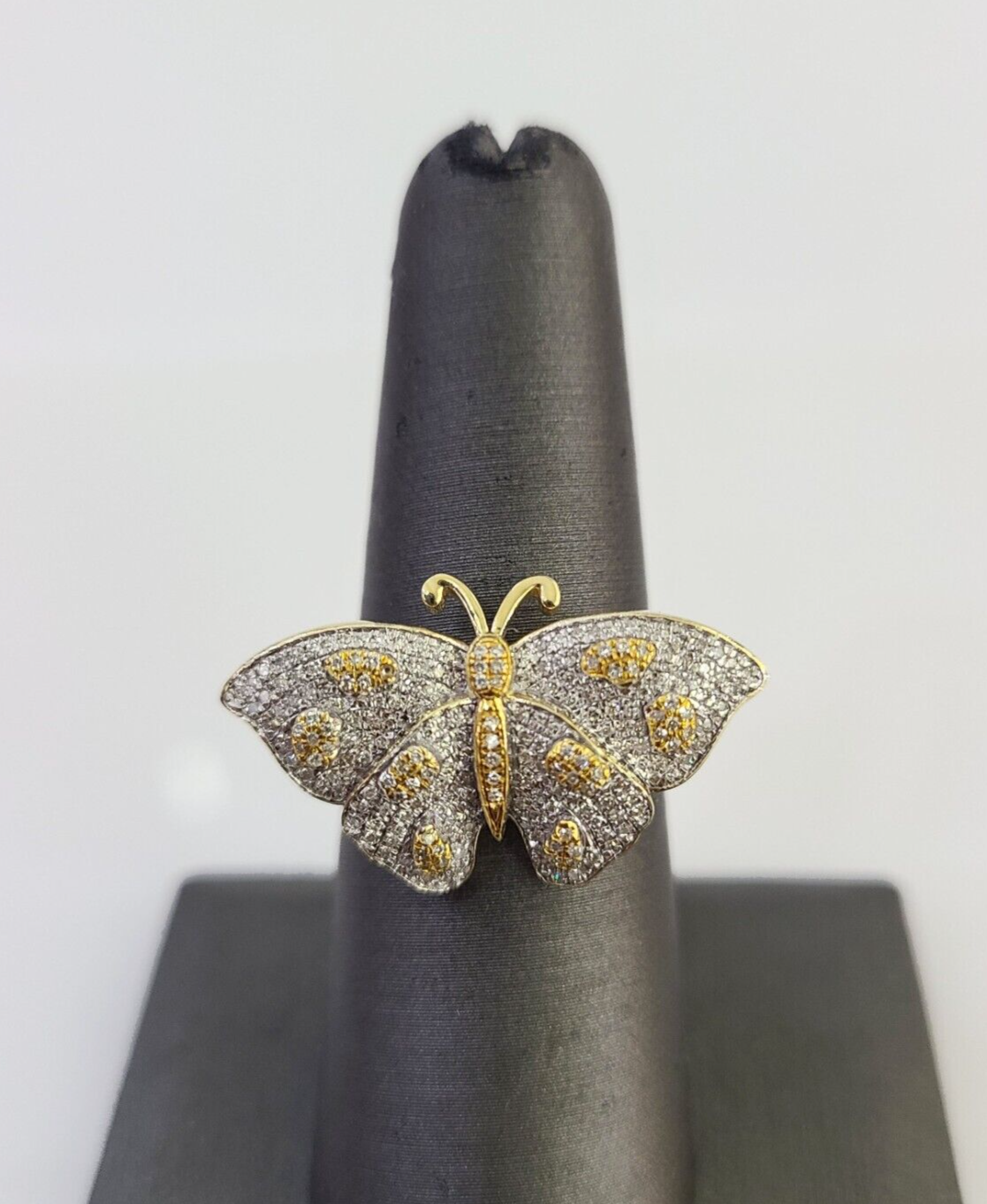 Real 10k Butterfly Diamond Ladies Ring Women Casual 10Kt Yellow Gold