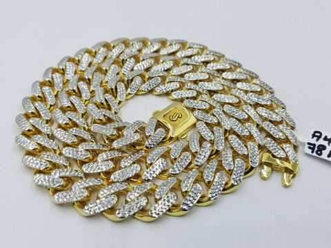 10K 13mm Yellow Gold Royal Miami Cuban Monaco Chain Diamond Cut 24 inches SALE