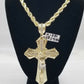 Men 10k Real Yellow Gold Rope Chain 24" Crucifix Cross Charm Diamond cut Set