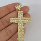 10k Gold Chain Cuban Curb Jesus Cross Charm Pendant Link 5mm 18"-28" Inch SET