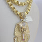 10k Gold Byzantine Necklace Pharaoh Charm 20-30 inch 6mm SET Chain Pendant
