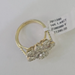 Real 14k Diamond Flower Ladies Ring Yellow Gold Women Engagement Wedding