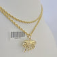 10k 2.5mm Rope Chain Lion Pendant 18"-30" Yellow Gold Set Charm Necklace