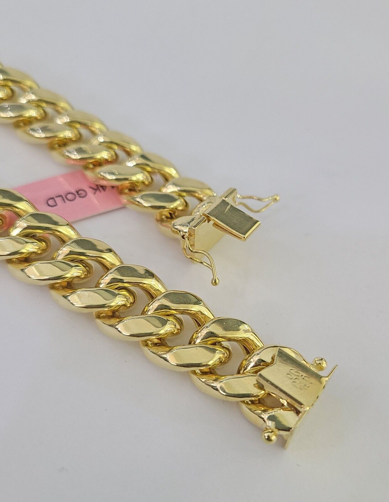 14K Miami Cuban Bracelet Yellow Gold Box Clasp 8" Inch 13mm Link Thick