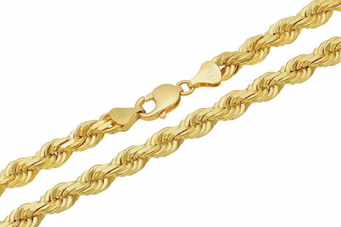 Solid 10k Yellow Gold Rope Chain 1mm-10mm Diamond Cut 16"-30"