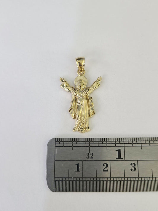 Real 10K Jesus Full Body Pendant Charm Genuine Religious Yellow Gold 1.25"