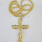 10K Franco Chain Jesus Cross Pendant Charm Necklace 20"-26" 5mm Gold Yellow SET