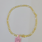 Real 14k Figaro link Bracelet Yellow Gold 3mm 8" Inch Men women Genuine