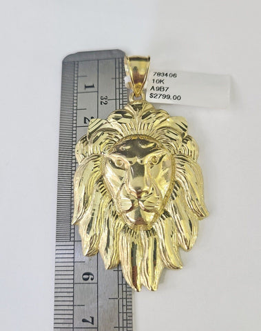 10K Franco Chain Roaring Lion Pendant Charm Necklace 20"-26" 2.5mm Yellow Gold