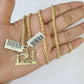 Real 10k 3mm Rope Chain L2H Pendant 18" 20" 22" 24" 26" Gold Set