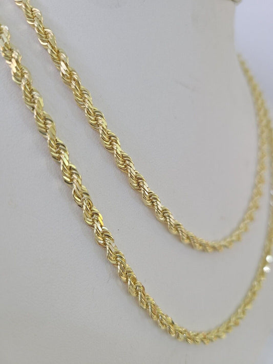 14k Rope Chain Solid Yellow Gold 3mm 18"-26" Inch Men Women Genuine Necklace