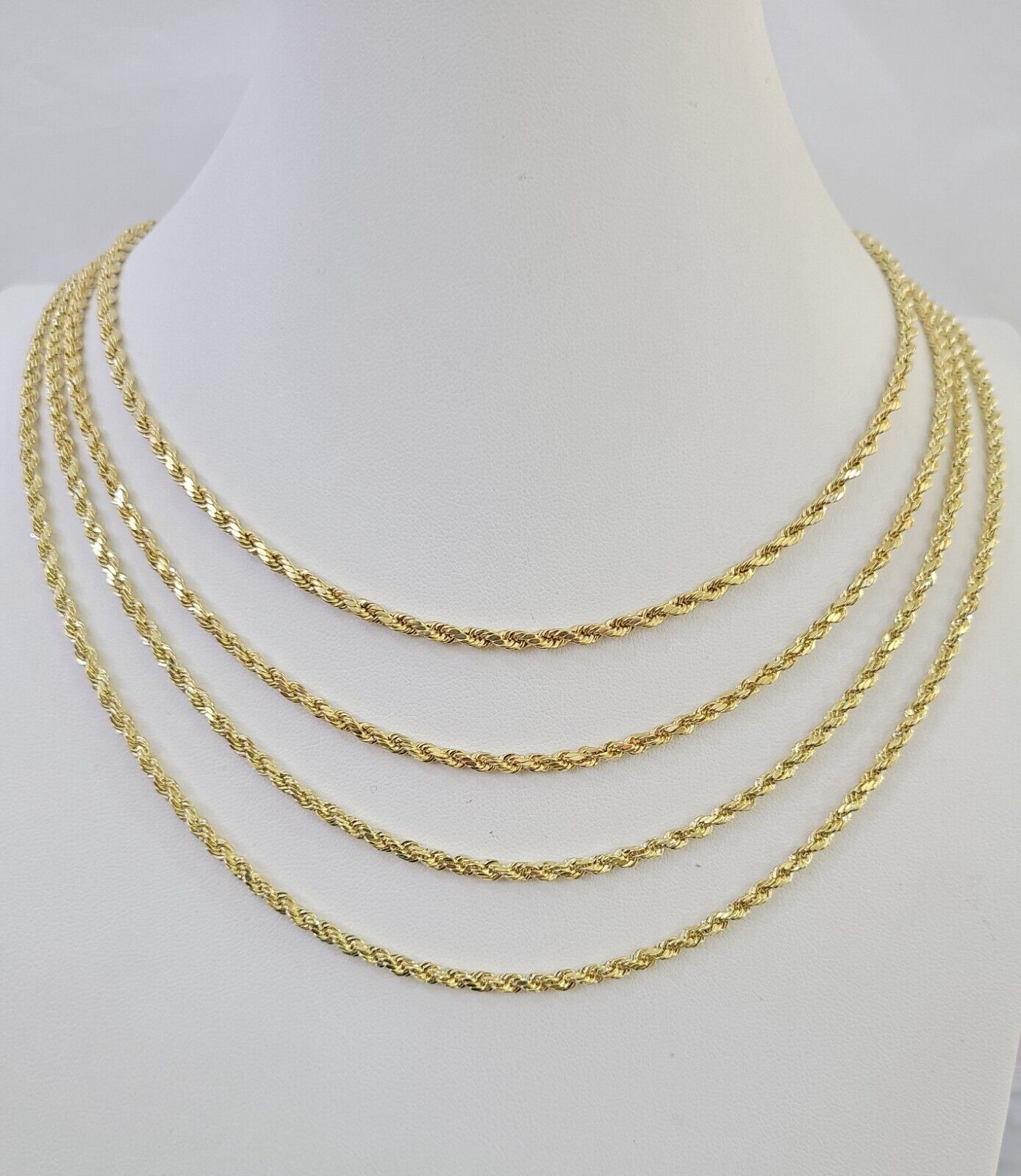 14k Real Rope Chain Necklace 3mm 18"-26" Inch Yellow Gold Men Women Genuine