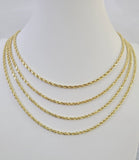 14k Real Rope Chain Necklace 3mm 18"-26" Inch Yellow Gold Men Women Genuine