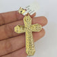 10k Solid Rope Chain Jesus Cross Charm Set 4mm 20"-28" Necklace Gold Yellow