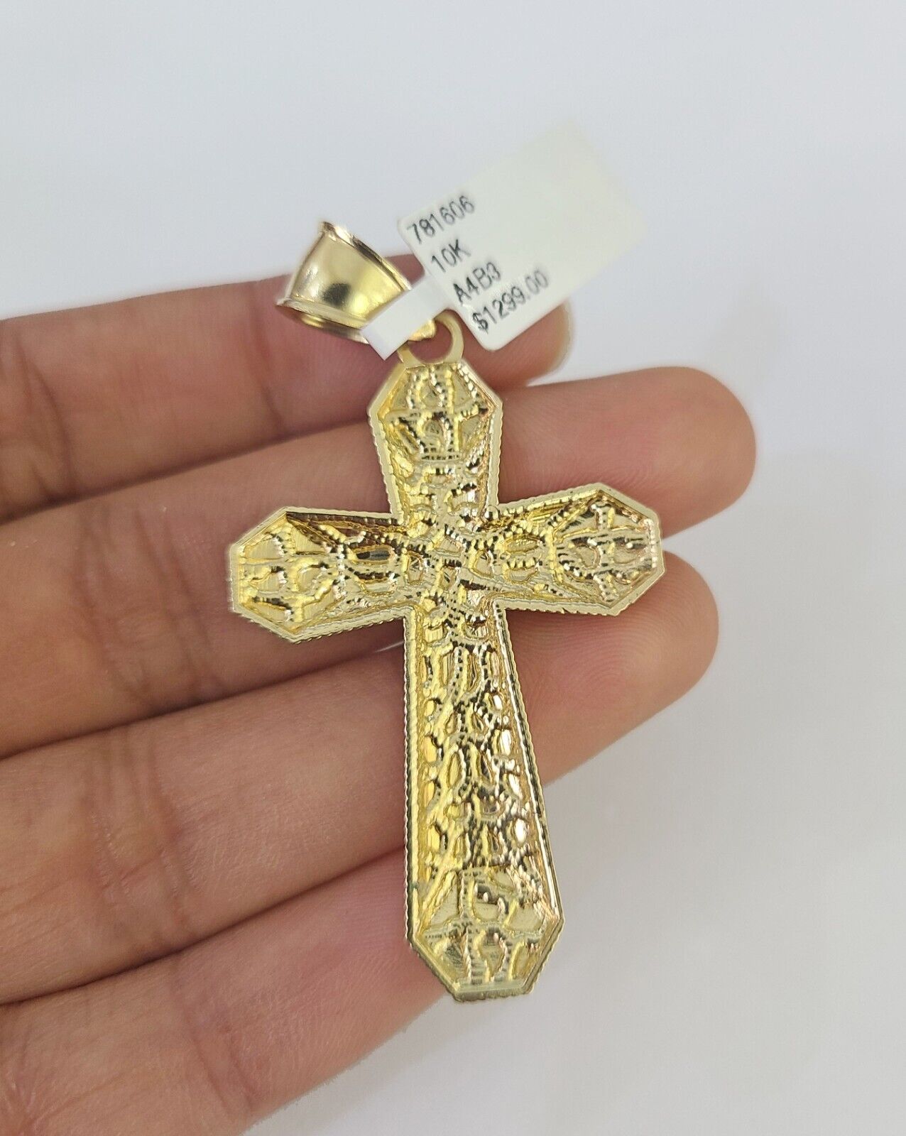 10k Solid Rope Chain Jesus Cross Charm Set 4mm 20"-28" Necklace Gold Yellow