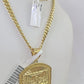 10k Yellow Gold Chain Last Supper Charm Pendant Set 5mm Miami Cuban Necklace