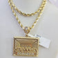 10k Solid Rope Chain Last Supper Charm Set 4mm 18"-30" Necklace Gold Pendant
