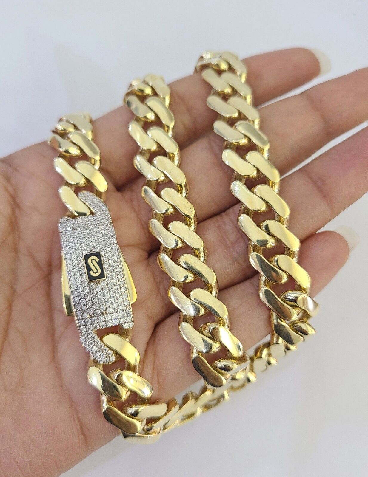 Real 10K Royal Monaco Chain Box Clasp 11mm Gold Necklace 10Kt 22" Genuine Mens