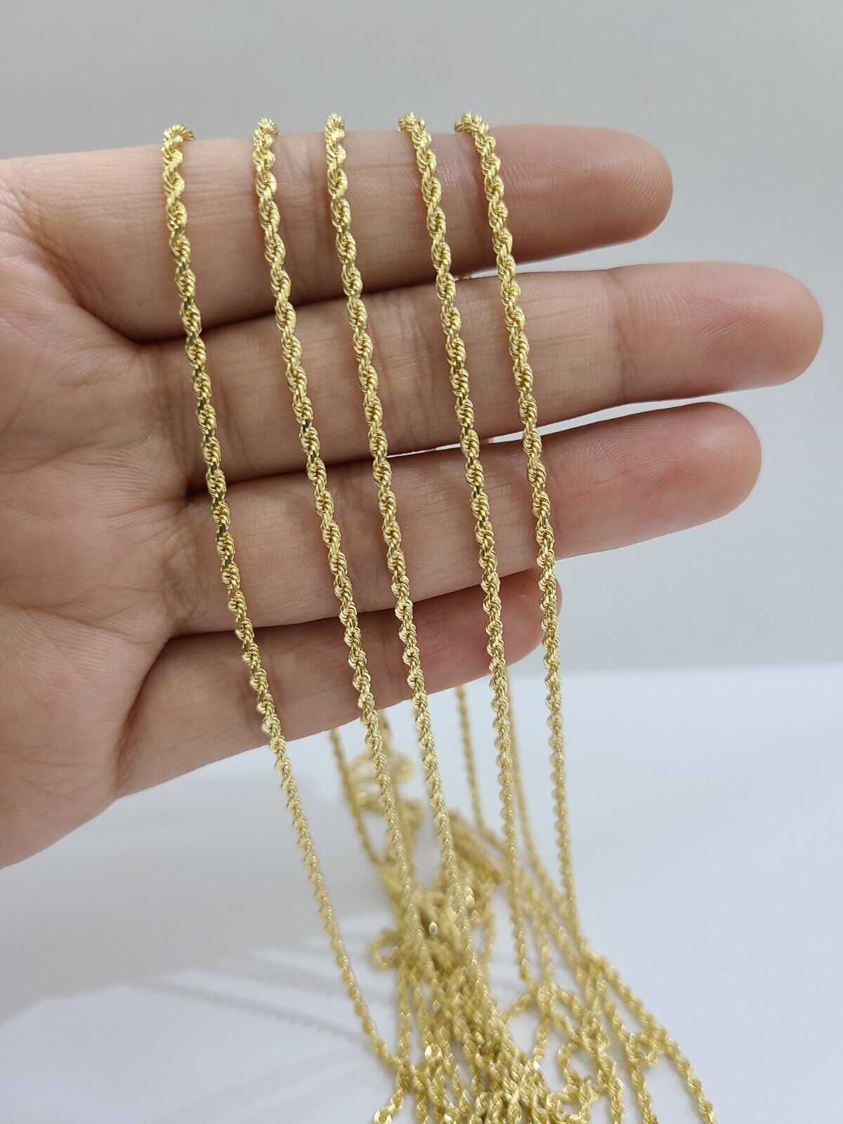 18k Yellow Gold Rope Chain 2mm 16"-24" Inch Real Gold 18kt All Sizes