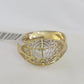 Real 10k Diamond Mens Ring Jesus Cross Band Yellow Gold Casual Genuine Natural