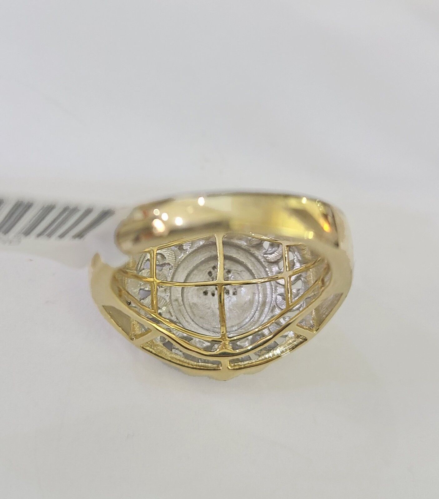 Real 10k Diamond Mens Ring Jesus Cross Band Yellow Gold Casual Genuine Natural