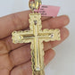 14k Jesus Christ Nugget Cross Charm Pendant Yellow Gold REAL Genuine